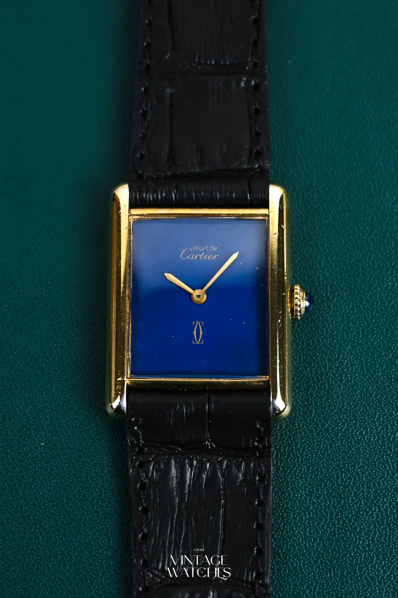 [2469] Cartier Tank Blue Dial