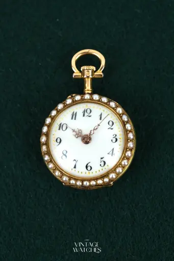 [1963] Gousset Dame 18ct Perles + Diamant 0,40ct