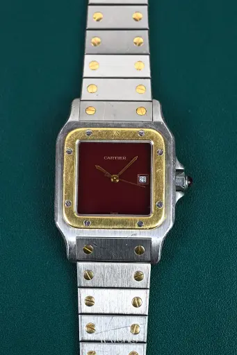[2368] Cartier Santos 2961  Burgundy Dial