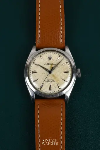 [2450] Rolex Oyster Perpetual 6084 Waffle Dial With Red "Officially" 